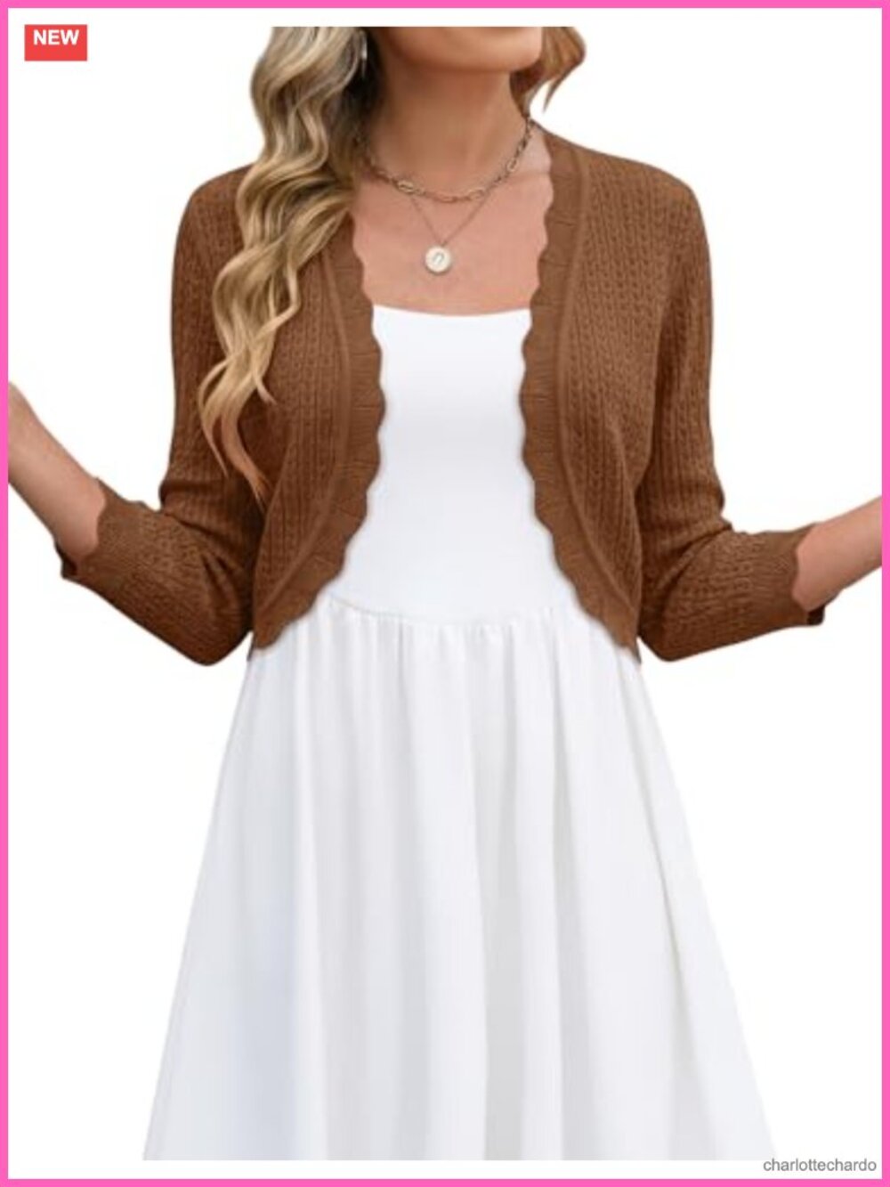 3/4 Sleeve Cropped Open Front Bolero Shrug Knit Cardigan Lightweight